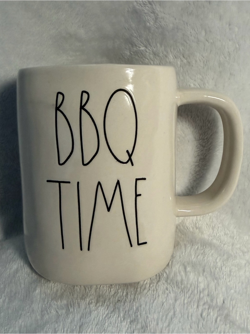 Rae Dunn “BBQ Time” Ceramic Mug - White with Black Lettering